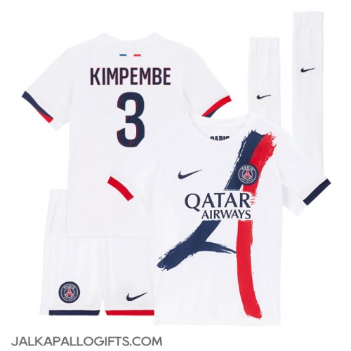 Paris Saint-Germain Presnel Kimpembe #3 Vieras Peliasu Lasten 2024-25 Lyhythihainen (+ Lyhyet housut)